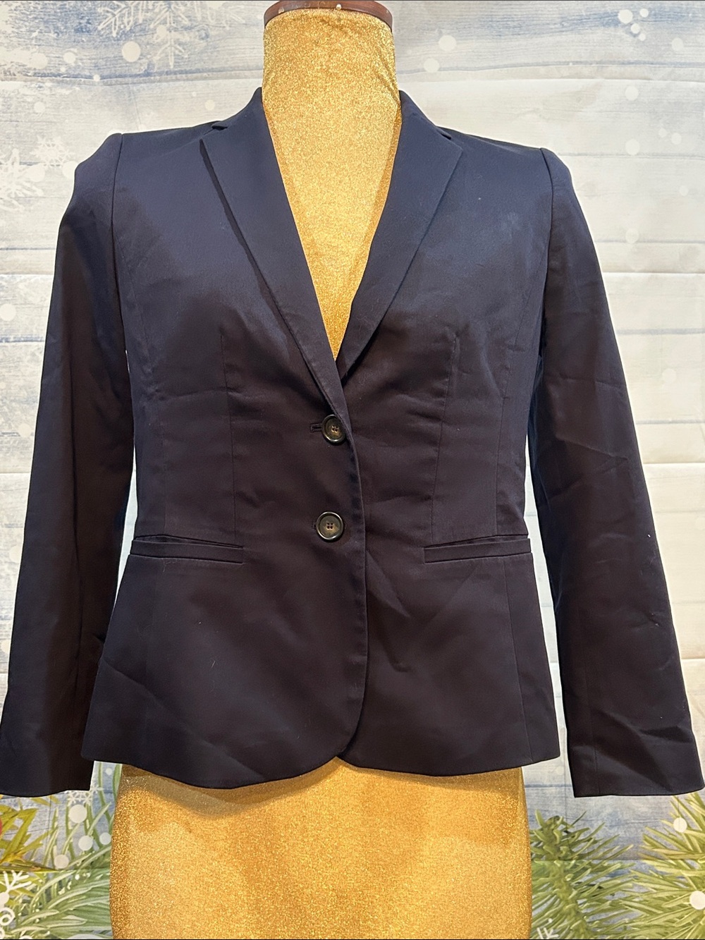 Ann Taylor 10P Navy Two-Button Tailored Blazer